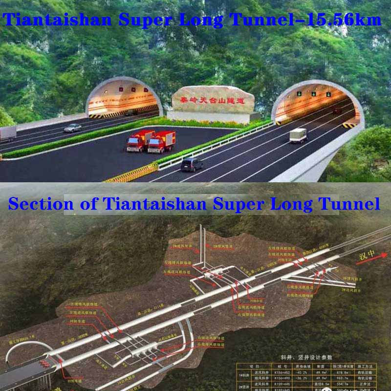 15,56 kilometer Tiantaishan Tunnel World Top 1 skala dan tingkat kesulitan konstruksi